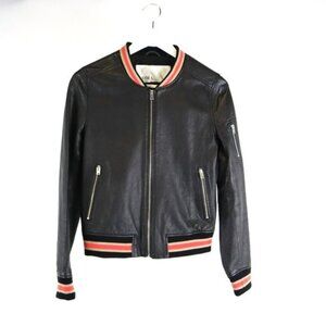 DØMA Stripe Trimmed Leather Bomber
